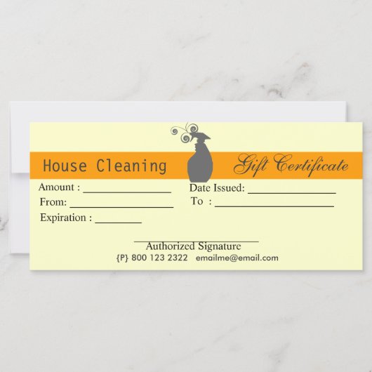 Cute Spray Bottle Housekeeping Gift Certificate (Voorkant)