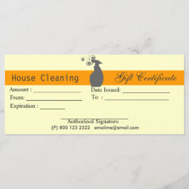 Cute Spray Bottle Housekeeping Gift Certificate