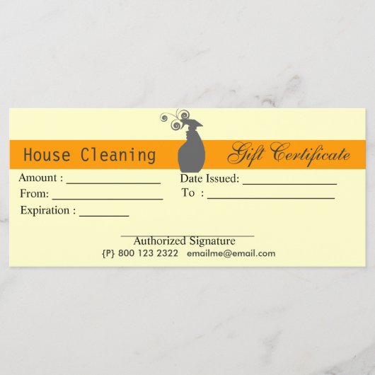 Cute Spray Bottle Housekeeping Gift Certificate (Voorkant)