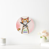 Cute Spread Kindness Cat Clock Ronde Klok (Huis)
