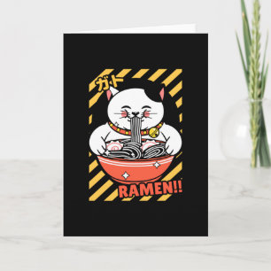 Cute Spread Love Lucky Cat uit Japan Eating Ramen Kaart