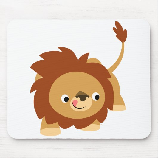 Cute Sprightly Cartoon Lion Mousepad Muismat (Voorkant)