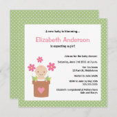 Cute Spring Baby shower Invitation - Girl Kaart (Voorkant / Achterkant)
