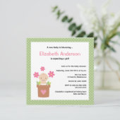 Cute Spring Baby shower Invitation - Girl Kaart (Staand voorkant)