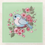 Cute Spring Bluebird & Cherry Blossom Watercolor A Glazen Onderzetter<br><div class="desc">Bring the fresh feeling of Spring into your home with this charming Bluebird artwork. The design features a sweet, round bird sitting amongst vibrant pink cherry blossoms (Sakura). With its soft colors and whimsical style, this is the perfect design for nursery decor, Easter greeting cards, or a thoughtful Mother's Day...</div>