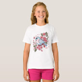 Cute Spring Bluebird & Cherry Blossom Watercolor A T-shirt (Voorkant volledig)