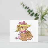 Cute Spring Bonnet Teddy Bear Briefkaart (Staand voorkant)