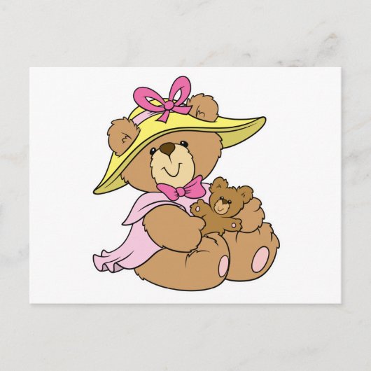 Cute Spring Bonnet Teddy Bear Briefkaart (Voorkant)