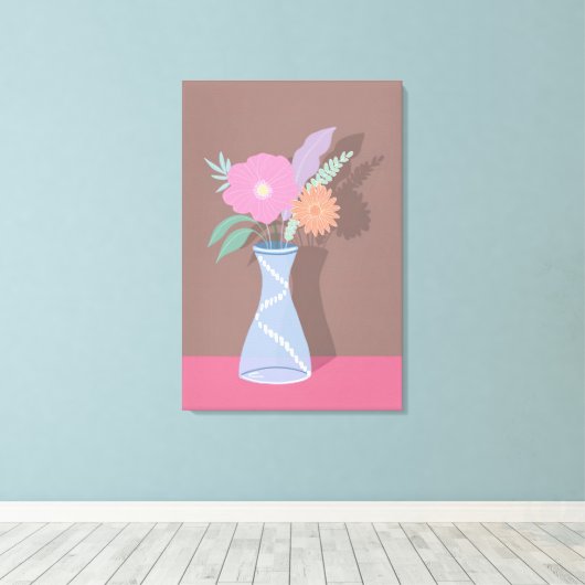 Cute Spring Bouquet of Modern Florals Canvas Afdruk (Insitu (Houten vloer))