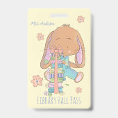 Cute Spring Bunny-bibliotheek-pas-badge Badge (Voorzijde)