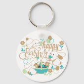 Cute Spring Bunny en Paastuin Sleutelhanger (Voorkant)