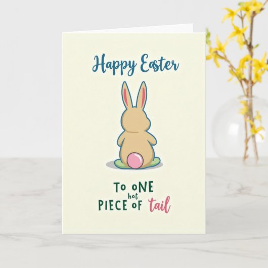 Cute Spring Bunny Fun Message Card Kaart (Gele Bloem)