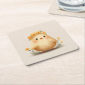 Cute Spring Chick Coaster | Floral Baby Chick Art Kartonnen Onderzetters (Schuin)