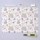 Cute Spring Easter Bunny and Flowers Pattern Tissuepapier (Craft)