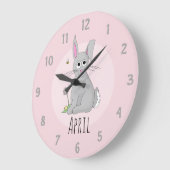 Cute Spring Easter Bunny Rabbit Name Kinder Nurser Grote Klok (Hoek)