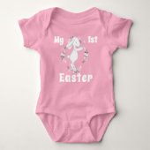 Cute Spring Easter Bunny Rabbit Pink Floral Romper (Voorkant)