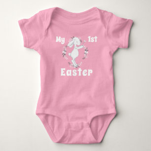 Cute Spring Easter Bunny Rabbit Pink Floral Romper