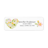 Cute Spring Easter Pink Green Floral Heart Adres Etiket (Voorkant)