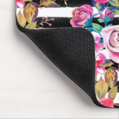 Cute spring floral and stripes waterverf Patroon Muismat (Hoek)