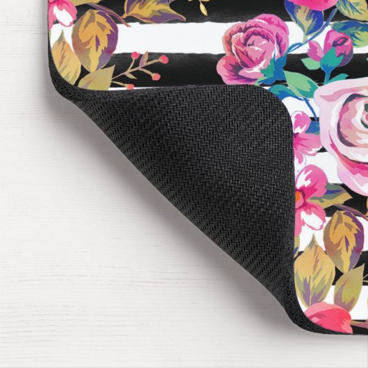 Cute spring floral and stripes waterverf Patroon Muismat (Hoek)