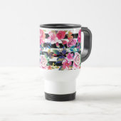 Cute spring floral and stripes waterverf Patroon Reisbeker (Voorkant rechts)