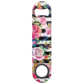 Cute spring floral and stripes waterverf Patroon Speed Flessenopener (Achterkant)