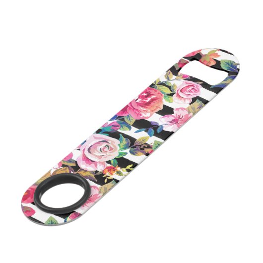 Cute spring floral and stripes waterverf Patroon Speed Flessenopener (Achterkant Gekanteld)