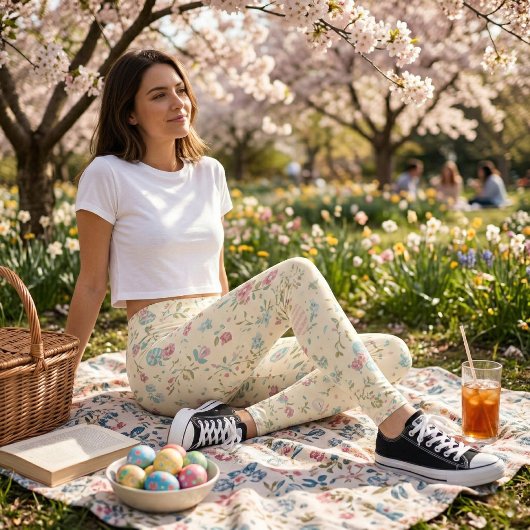 Cute Spring Floral Print - Pastel Ditsy Floral Leggings