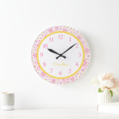 Cute Spring Floral Yellow & Pink Wall Clock Grote Klok (Huis)