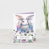 Cute Spring Flowers Bunny Easter Card Feestdagen Kaart (Voorkant)