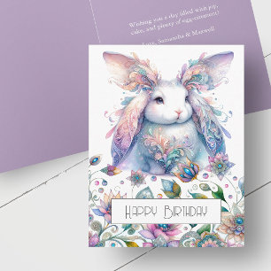 Cute Spring Flowers Bunny Easter Card Feestdagen Kaart
