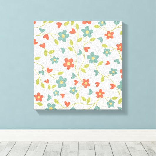Cute Spring Flowers Canvas Print (Insitu (Houten vloer))