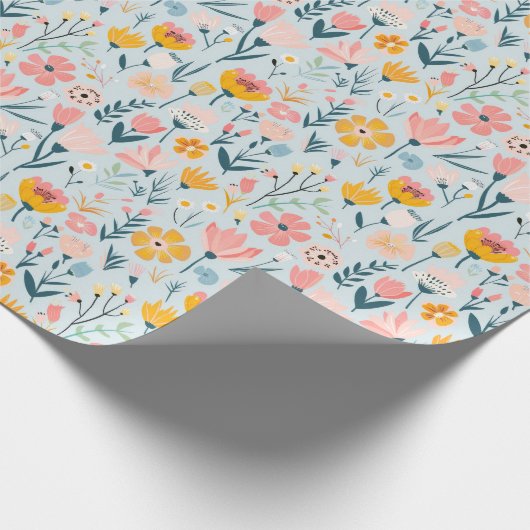 Cute Spring Flowers Patroon Cadeaupapier (Hoek)