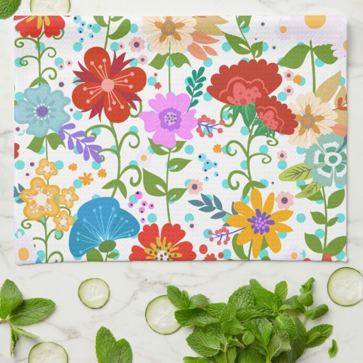 Cute Spring Flowers Theedoek (Gevouwen)