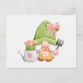 Cute Spring Garden Gnome and Tulip Flowers Briefkaart (Voorkant)