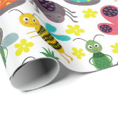 Cute Spring Insects Pattern Kinder Name Age Birthd Cadeaupapier (Rol Hoek)
