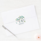 Cute spring Mason Jars Garden Wedding Ronde Sticker (Envelop)