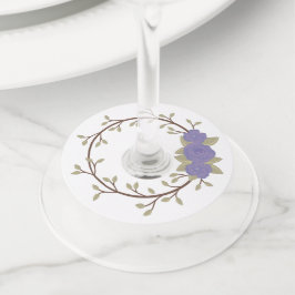 Cute Spring Paars Floral Wreatparty Wijnglaslabel