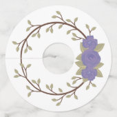 Cute Spring Paars Floral Wreatparty Wijnglaslabel (Voorkant)