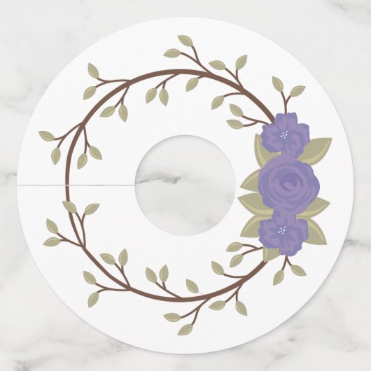 Cute Spring Paars Floral Wreatparty Wijnglaslabel (Voorkant)