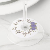 Cute Spring Paars Floral Wreatparty Wijnglaslabel (Dichtbij)