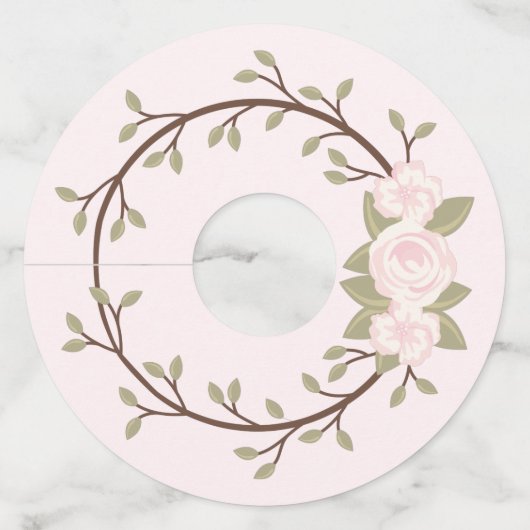 Cute Spring Paars Floral Wreatparty Wijnglaslabel (Achterkant)