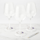 Cute Spring Paars Floral Wreatparty Wijnglaslabel (Set)