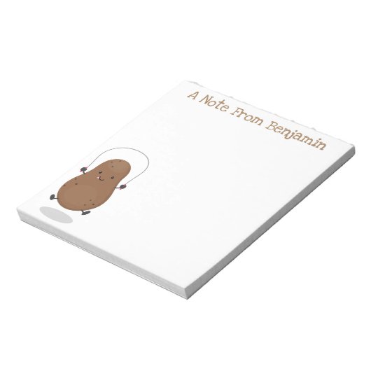 Cute spring potato green cartoon illustration notitieblok (Linkerzijde)