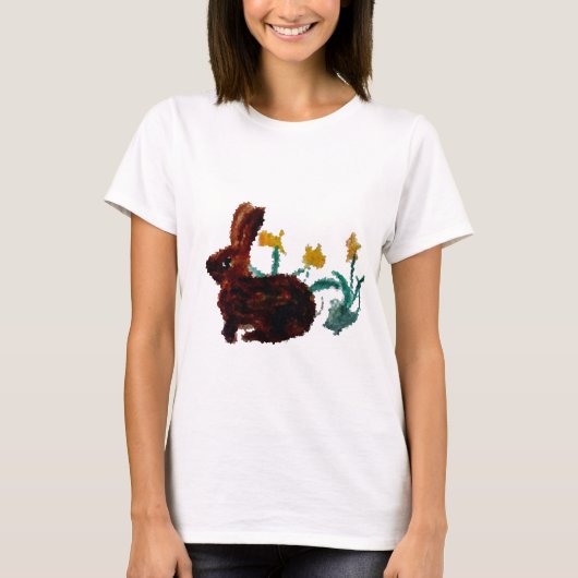 Cute Spring Rabbit Daffodil Art T-shirt (Voorkant)