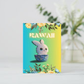 cute spring rabbit with flowers for easter feestdagenkaart (Staand voorkant)