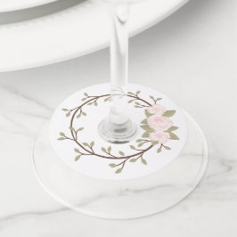 Cute Spring roze Floral Wreatparty Wijnglaslabel