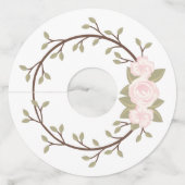 Cute Spring roze Floral Wreatparty Wijnglaslabel (Voorkant)