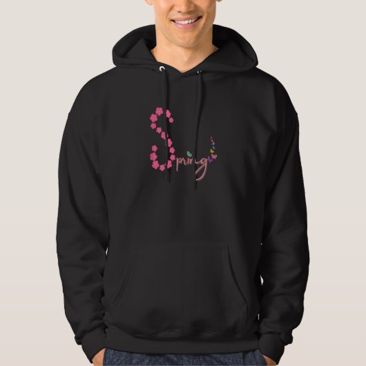 Cute Spring Season roze Cherry Blossom Butterfly Hoodie (Voorkant)
