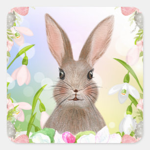 Cute Spring Waterverf Bunny Rabbit Sticker